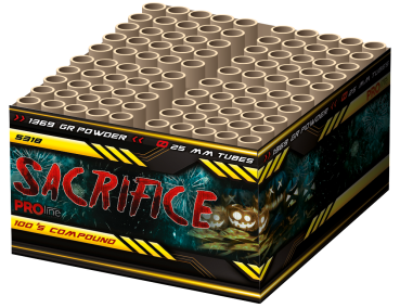 Sacrifice 100 Schuss, NEM: 1370g, Kaliber: 25mm, Brenndauer ca. 60 Sekunden