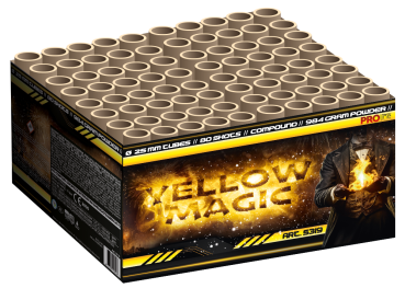 Yellow Magic, 80 Schuss, NEM: 980g, Kaliber: 25mm, Brenndauer ca. 110 Sekunden