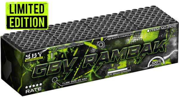 GBV Rambak 144 Schuss, NEM: 1973g, Kaliber 25mm, Brenndauer ca. 60 Sekunden