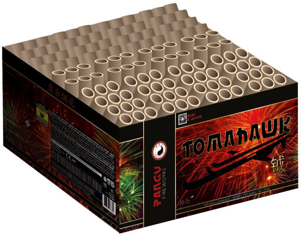 Tomahawk, 120 Schuss, NEM: 1960g, Kaliber: 30mm, Brenndauer ca. 50 Sekunden