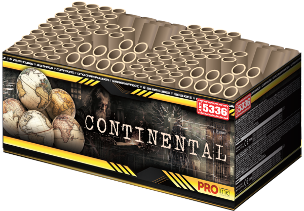 Continental, 120 Schuss, NEM: 1370g, Kaliber: 25mm, Brenndauer ca. 50 Sekunden