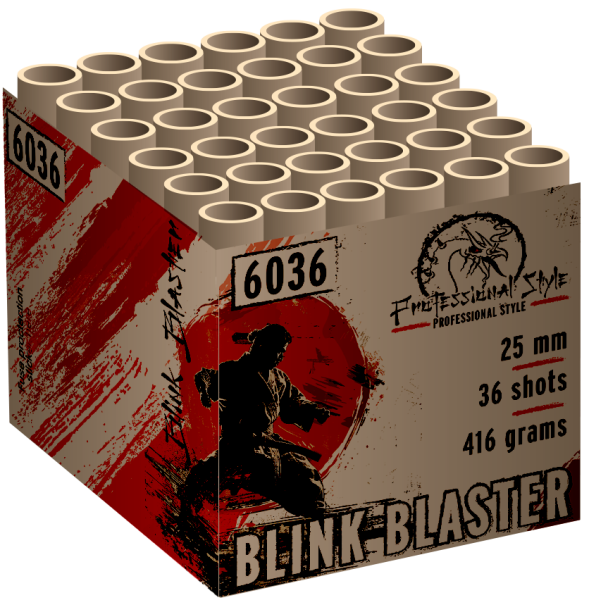 Blink Master, 36 Schuss, NEM: 416g, Kaliber: 25mm, Brenndauer ca. 45 Sekunden