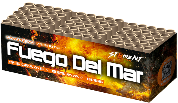 Fuego del Mar, 75 Schuss, NEM: 945g, Kaliber: 25mm, Brenndauer ca. 110 Sekunden