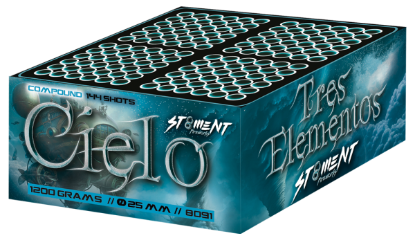 Cielo, 144 Schuss, NEM: 1970g, Kaliber: 25mm, Brenndauer ca. 85 Sekunden
