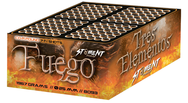 Fuego, 144 Schuss, NEM: 1970g, Kaliber: 25mm, Brenndauer ca. 50 Sekunden